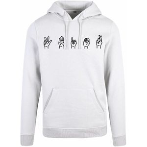 7311 - Hoodie - Gebarentaal; 3 Bier-White-XXL