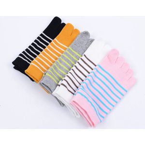 5-paar Sokken - Herensokken & Damessokken - Normale Sokken - teensokken - Zwart+grijs+wit+geel+roze - Maat 35-40 - Katoen