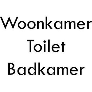 Deurstickers - set van 3 - Toilet, badkamer en woonkamer - zwart - 3 cm hoog - tekst