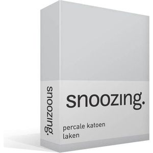 Snoozing - Laken - Lits-jumeaux - Percale katoen - 240x260 cm - Grijs