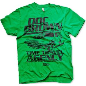 Back to the Future Doc Brown Time Travel Agency T-Shirt Green-L