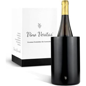 Wijnkoeler roestvrij staal in zwart (dubbelwandige flessenkoeler) voor wijn, champagne en champagne met gratis sommelier e-book