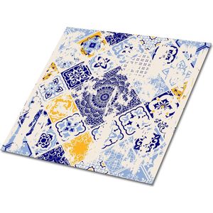 Tulup PVC Tegels - Vintage Azulejo Vinyl Tegels - 30 cm x 30 cm - Veelkleurig Vloer Tegels PVC - Verpakking van 9 stuks - Vinyl Vloer Tegels - Mozaïek Plaktegels - Zelfklevende PVC Tegels - Plaktegels keuken en Badkamer