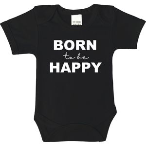 Romper - Born to be happy - maat: 74 - korte mouwen - kleur: zwart - 1 stuks