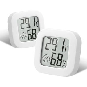 Mini Digitale Thermometer en Hygrometer - 2 Stuks Temperatuurmonitor en Vochtigheidsmeter voor Thuis en Kantoor