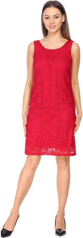 Bellivalini Damesjurk - Knielange Kanten – Jurk – Feestelijke – Zomerjurk – Framboos – S - BLV-BLV50-261-DR