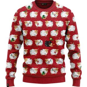 JAP Christmas Kersttrui voor kinderen (maat 98/104) - 100% Gerecycled - Kriebelt niet - Kerstcadeau - Foute Kersttrui jongens en meisjes (3/4 jaar) - 't Roode schaap (Princes Diana) - Rood