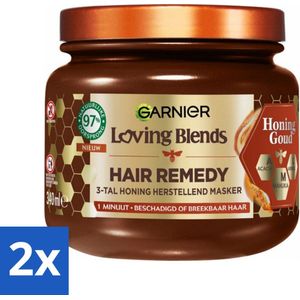 Garnier - Loving Blends Honing Goud - Hair Remedy Haarmasker - Beschadigd & Breekbaar Haar - 340 ml - Voordeelverpakking - 2 stuks