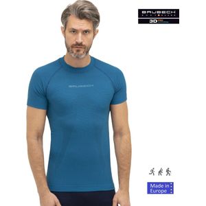 Brubeck 3D Pro Naadloos Sportshirt Heren - voor Hardlopen en Inspannende Activiteiten - Blauw L