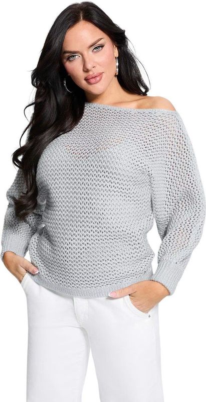 Vrouwelijke off-shoulder sweatshirt Guess Poa Metallic