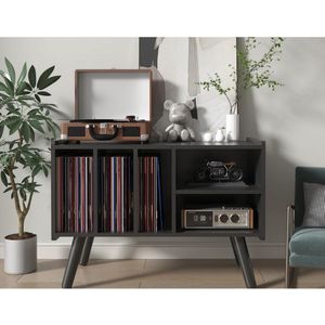 CLGP® Platenspeler Meubel – Stand Platenspelerstandaard Met Vinyl Opbergsysteem - Zwart