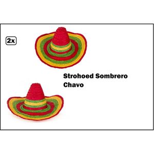2x Strohoed Sombrero Chavo - Mexico tropical festival thema feest party zon zee beach