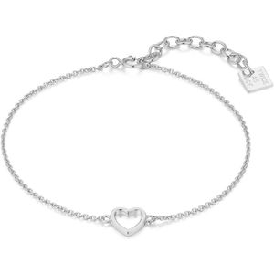 Twice As Nice Armband in zilver, armbandje met hartje 15 cm+3 cm