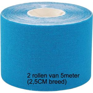 CHPN - Sporttape - Kinesiotape - Premium Kwaliteit - 2 rollen - blauw - Watervast - IOC-Goedgekeurd - Topsport - Blessures Voorkomen - Huidtape - Tape - Fysio tape