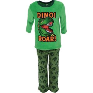 Dino Coral-Fleece Pyjama - DINOROAR! - Maat 98/104 - Polyester - Groen - Jongens