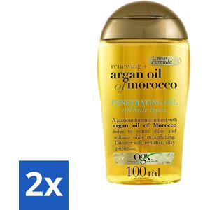 2 x OGX - Argan Oil of Morocco - Haarolie - Penetrating Oil - Intensief Herstel - 100 ml - Argan Olie - Haar Olie - Haar Herstel - Pluiscontrole - Zijdezacht Haar