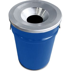 BinBin Silver Flame blue 60 liter prullenbak-afvalbak-vuilnisbak met vlamwerend deksel 14 cm en handvaten. 40x58CM