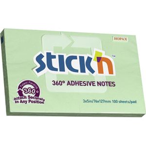 Stick'n Adhesive Notes - 360 Graden - Lijmrand - Sticky Notes - Memoblokken - 76x127mm - Groen - 100 Memoblaadjes
