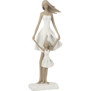 J-Line decoratie Moeder En Dochter - polyresin - wit/taupe - small - moederdag cadeautje