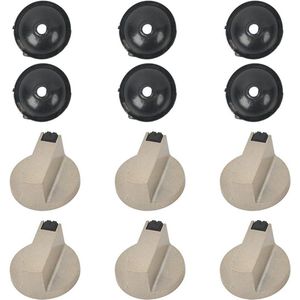 6 draaiknoppen gasfornuis 6 afdichtingen universele keukenaccessoires ovens kookplaten - zwart metaal
