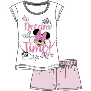 Disney Minnie mouse pyjama met korte mouw - wit - zalmroze - maat 128 cm / 8 jaar