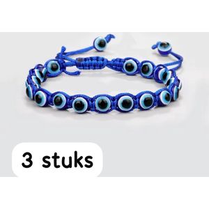 Akyol - Blauwe Evileye armband – 3 stuks - evil – eye – blauwe evileye – armband– unisex – geluk – bescherming – boze oog ketting - turkse oog - nazar - cadeau voor vriendin - blauwe oog armband – vrienden armband