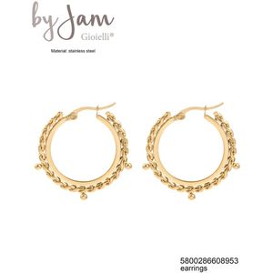ByJam Oorbellen - Set van 2 - Nieuw - Roestvrij Staal en Hypoallergeen - Vrouwelijke Stijl - Goud - 0x3x3 cm