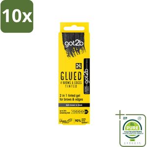 10 x Got2B - 2-in-1 Gel - Brows & Edges Zwart - 16 ml - Grootverpakking - Wenkbrauwen En Haarranden - Gestylde Brows - Haarranden - Zwart Gel - 2-in-1 Gel