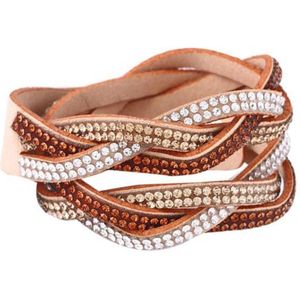 Fako Bijoux® - Wikkelarmband - Gevlochten - Beige