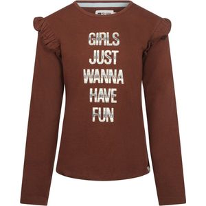 No Way Monday-Girls T-shirt ls-Brown - Maat 98