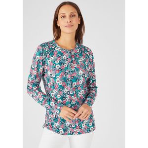 Damart - T-shirt met plooitjes en laddersteek - Dames - Groen - XXL