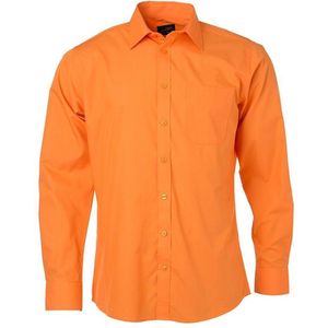 James and Nicholson Heren Longsleeve Poplin Shirt (Oranje) maat 3XL