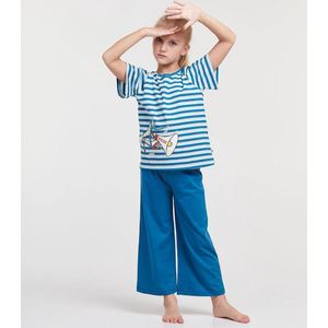 Woody pyjama meisjes - meeuw - streep - 211-1-BSK-S-983 - maat 164