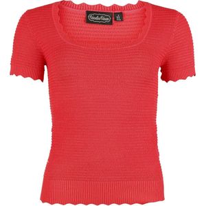 Voodoo Vixen Scalloped-Edge Scoop-Neck Dames T-shirt - roze - S