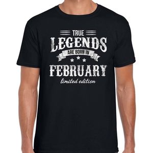 Legends are born in February t-shirt voor heren - zwart - verjaardag in Februari - cadeau shirt 30, 40, 50, 60 jaar S
