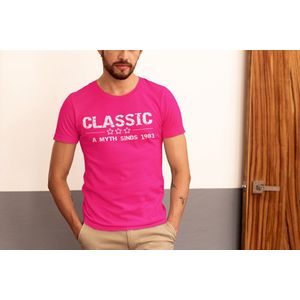 1981 Jaar Roze T-shirt Heren - Maat 3XL - Classic - Verjaardag Cadeau Mannen - Limited Edition