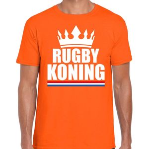 Oranje rugby koning shirt met kroon heren - Sport / hobby kleding XL