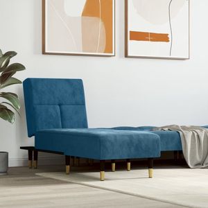 The Living Store Chaise Longue - Verstelbaar - Fluweel - Blauw - 55x140x70cm - Max 110kg