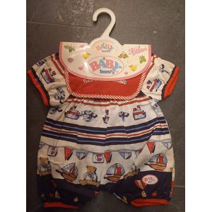 Baby Born poppen kleding - Blauw/rood /wit - 40-49 cm pop
