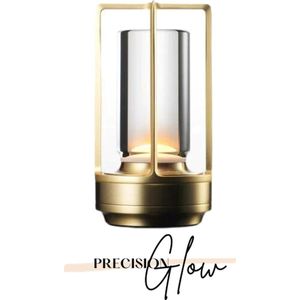 Precision Glow - Tafellamp Oplaadbaar - Sfeerverlichting - Dimbaar - Nachtlamp - Draadloos - Goud