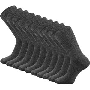 10 paar SQOTTON® Werk- en Sportsokken - Antraciet - Maat 35-38