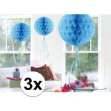 3x feestversiering decoratie bollen baby blauw 30 cm