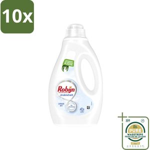 10 x Robijn - Stralend Wit - Vloeibaar Wasmiddel - 20 Wasbeurten - Grootverpakking - Stralend Wit - Vloeibaar Wasmiddel - Witte Was - Fris Geur - Duurzaam Wasmiddel