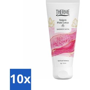 10 x Therme - Saigon Pink Lotus - Douche Satin - Verfrissend - Verzorgend - 200ml - Douchegel - Roze Lotus - Wellness - Zelfzorg - Geur