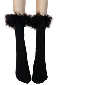 BamBella® Sokken stof Dames - Onesize Zwart met veren