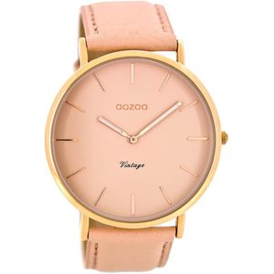 Rosé goudkleurige OOZOO horloge met zacht roze leren band - C8131