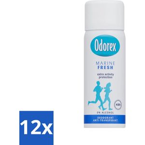 Odorex - Deodorant Spray - Mini Marine Fresh - Fris & Compact - 50 ml - Voordeelverpakking - 12 stuks
