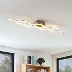 Lindby - LED plafondlamp- met dimmer - 1licht - aluminium, metaal, kunststof - H: 7.8 cm - mat nikkel, wit - Inclusief lichtbron