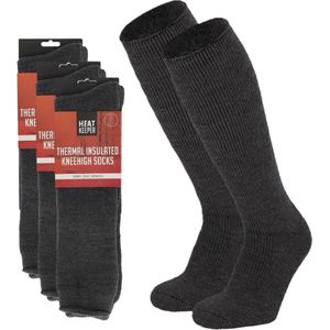 3 Paar thermo kniekousen voor dames antraciet/donkergrijs 36/41 - Wintersport kleding – Thermokleding - Winter knie kousen - Thermo sokken