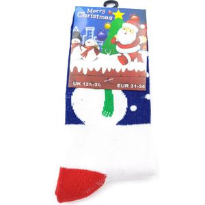 Kindersokken met kerst print wit zwart en rood met pinguins - maat 27-30